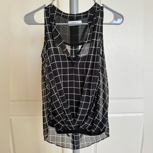 Dressy Black and White Grid Top